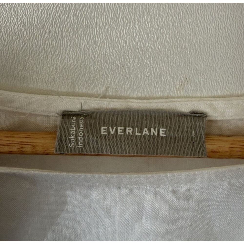 Everlane Top Womens Large White 100% Linen Short Sleeve Boxy Relaxed Shirt - Picture 10 of 13